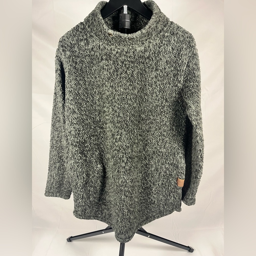 Maurices Cozy Dark Olive Green/Gray Sherpa Pullover Sweater Size XS